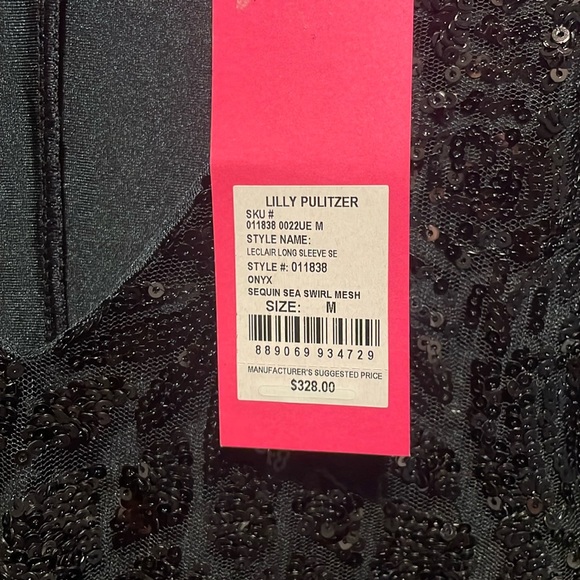 Lilly Pulitzer Leclair Sequin Dress in Onyx Sequin Sea Swirl Mesh - Picture 2 of 8